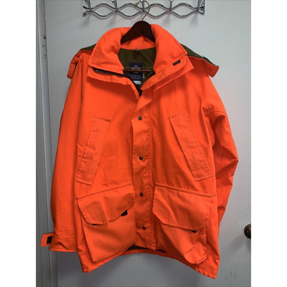 Columbia Gore-Tex Orange Game Hunting Hooded Jacket Mens Thinsulate Rare Vtg USA